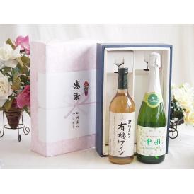 夏の贈り物お中元 感謝の贈り物ボックス有機栽培100%白ワインと国産ワインセット(勝沼仕込みの甲州白スパークリングワイ