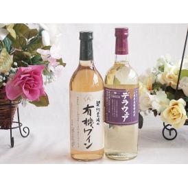 有機栽培100%白ワインと国産ワインセット(山梨県産葡萄使用 デラウエア白ワイン やや辛口(山梨県)