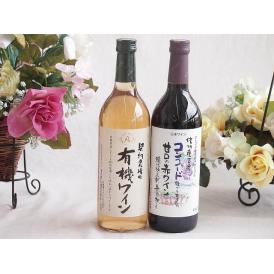 有機栽培100%白ワインと国産ワインセット(酸化防止剤無添加 信州コンコード赤ワイン 甘口(長野県)
