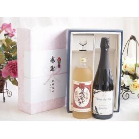 夏の贈り物お中元 感謝の贈り物ボックス プレミアムな麦焼酎と国産ワインセット(MdV オアシス ブラッククイーン白スパ