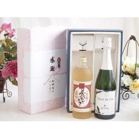 夏の贈り物お中元 感謝の贈り物ボックス プレミアムな麦焼酎と国産ワインセット(MdV オアシス3 白スパークリングワイ