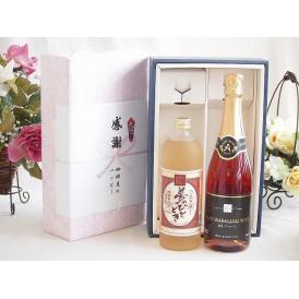 夏の贈り物お中元 感謝の贈り物ボックス プレミアムな麦焼酎と国産ワインセット(塩尻コンコードスパークリングロゼワインや