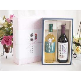 夏の贈り物お中元 感謝の贈り物ボックス 長野県産葡萄ナイアガラ種使用ワインと国産ワイン2本セット(酸化防止剤無添加 信