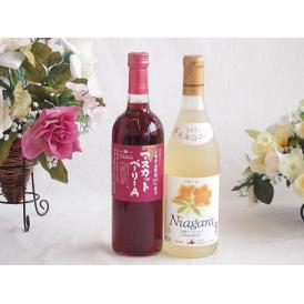 山梨県産葡萄マスカットベーリーA種使用ワインと国産ワイン2本セット(北海道の詩 完熟ナイヤガラ白ワイ