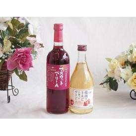 山梨県産葡萄マスカットベーリーA種使用ワインと国産ワイン2本セット(信州のりんごを使ったワインです甘