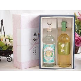 夏の贈り物お中元 感謝の贈り物ボックス 絶大な人気を誇るキンミヤ焼酎と国産ワイン2本セット(山梨県産葡萄100％使用 