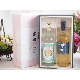 夏の贈り物お中元 感謝の贈り物ボックス 絶大な人気を誇るキンミヤ焼酎と国産ワイン2本セット(山梨県産葡萄100％使用 