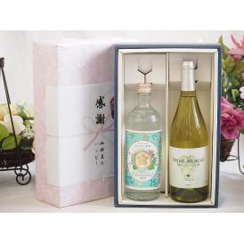 夏の贈り物お中元 感謝の贈り物ボックス 絶大な人気を誇るキンミヤ焼酎と国産ワイン2本セット(シャインマスカット100白