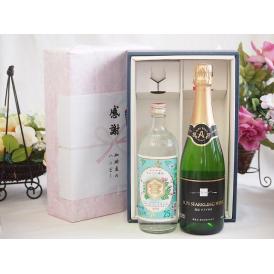 夏の贈り物お中元 感謝の贈り物ボックス 絶大な人気を誇るキンミヤ焼酎と国産ワイン2本セット(塩尻ナイアガラスパークリン