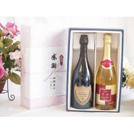 夏の贈り物お中元 感謝の贈り物ボックス 繊細な風味と泡立ちドンペリ白と国産ワイン2本セット(甲州スパークリング 白ワイ
