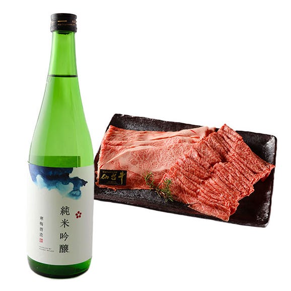 寒梅酒造 オリジナル純米吟醸/仙台牛しゃぶすきセット01