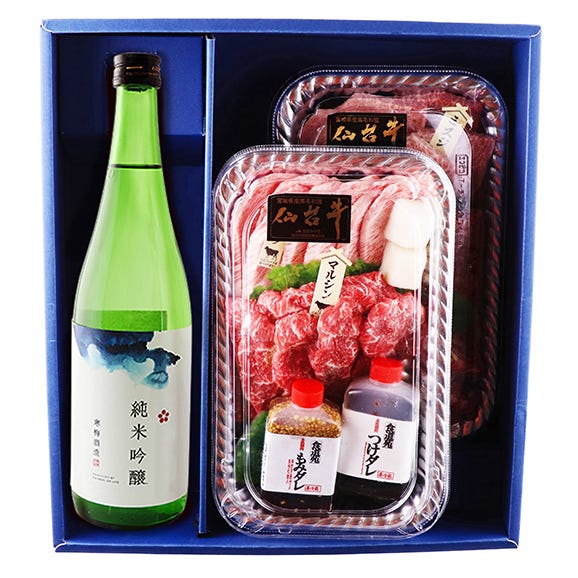 寒梅酒造 オリジナル純米吟醸／仙台牛焼肉5種盛り合わせ800g04