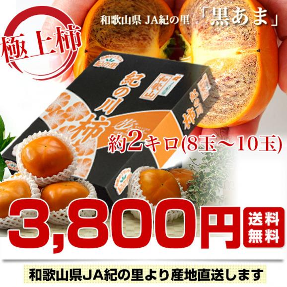 和歌山県より産地直送 JA紀の里 紀ノ川柿「黒あま」 2キロ(8玉から10玉) 送料無料 カキ かき 柿03