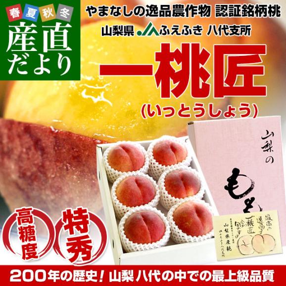 山梨県より産地直送 JAふえふき八代支所 八代の特秀桃 一桃匠 (いっとうしょう) 約1.5キロ (5玉から6玉) 送料無料 もも モモ 富士の国やまなしの逸品農産物 笛吹02