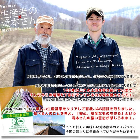 北海道より産地直送 赤井川村滝本農場の有機JASホワイトアスパラ「カルデラの貴婦人」 超極太3Lサイズ 約500g入り 送料無料 アスパラガス ※クール便発送06