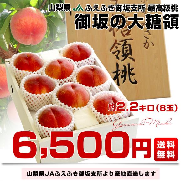 山梨県より産地直送 JAふえふき御坂支所 最高級桃「御坂の大糖領」 2.2キロ (8玉入) 送料無料 もも モモ ギフト 夏ギフト お中元 御中元03