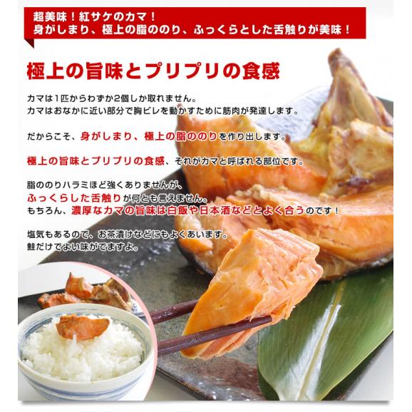 送料無料　北海道から直送　北海道加工　脂たっぷりの紅鮭カマ（ロシア産）500g（約4切から7切）×2袋セット05