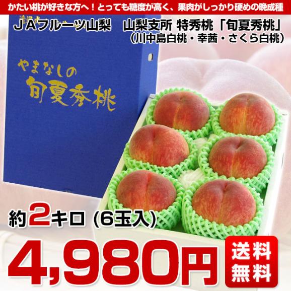 送料無料 山梨県より産地直送 JAフルーツ山梨 山梨支所 特秀桃 旬夏秀桃(しゅんかしゅうとう) (川中島白桃・幸茜・さくら白桃) 2キロ(6玉入) もも モモ03