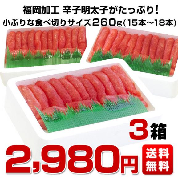 福岡加工 辛子明太子 人気の食べ切り1本もの 約260ｇ（15本から18本）×3箱セット 送料無料 明太子 めんたいこ ご飯のお供03