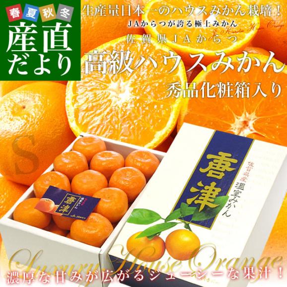 佐賀県より産地直送 JAからつ ハウスみかん 化粧箱 Ｓサイズ 秀品 約1.8キロ (約21玉) 送料無料 蜜柑 ミカン02