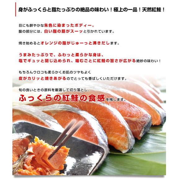 送料無料　北海道から発送　北海道加工　天然紅鮭　切り身　１キロ（５００g×２袋：８切前後×２）　べにさけ　シャケ04