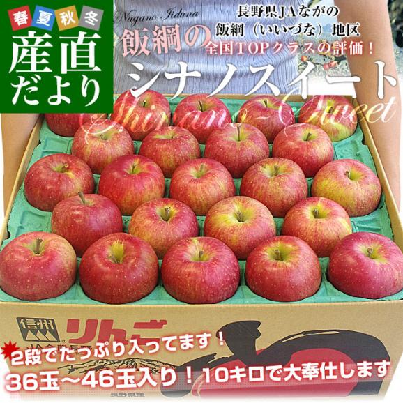 長野県より産地直送 JAながの 飯綱地区 シナノスイート 秀品 10キロ (36玉から46玉) 送料無料 林檎 りんご リンゴ02