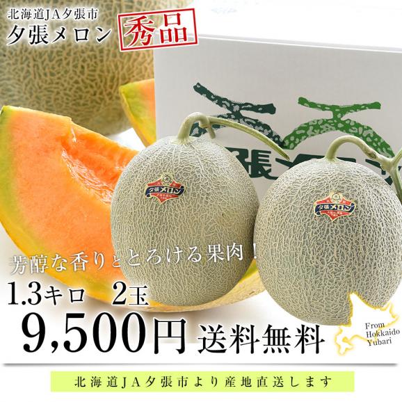 北海道より産地直送 JA夕張市 夕張メロン 秀品 2玉（1.3キロ×2玉） 送料無料ゆうばり 夕張キング めろん03