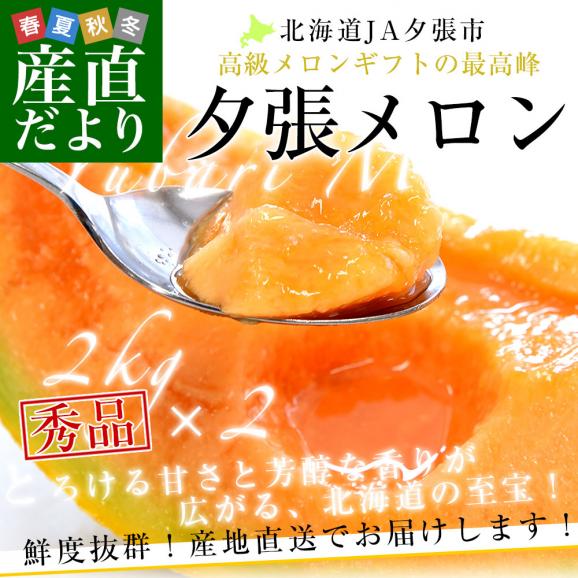北海道より産地直送 JA夕張市 夕張メロン  秀品 2玉(2キロ&times;2玉)  送料無料 ゆうばり 夕張キング めろん お中元 ギフト02