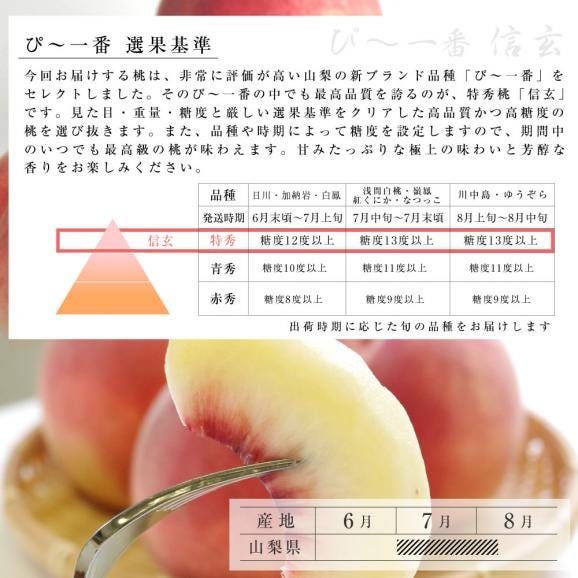 送料無料　山梨県産　かのいわの桃 ぴー一番 特秀品「信玄」 2キロ6玉入り　夏ギフト201905