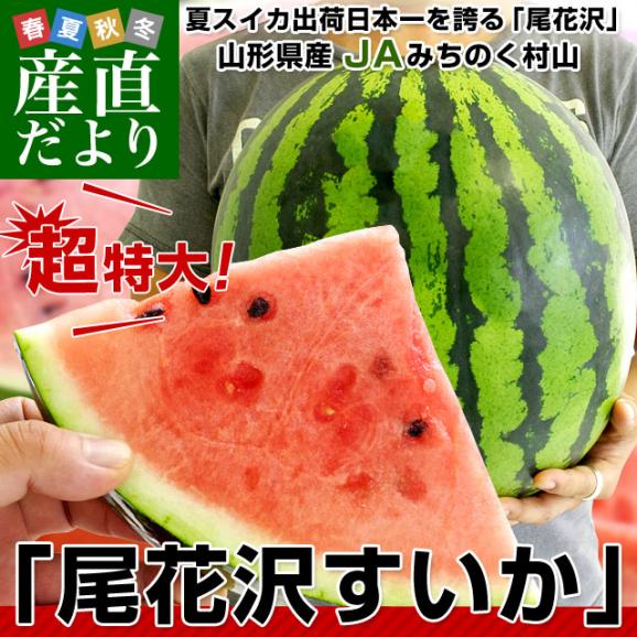 山形県産 JAみちのく村山 尾花沢すいか ＜A品＞ 超特大5Lまたは、6Lサイズ（10キロから12キロ） 西瓜 スイカ 1玉 市場発送02