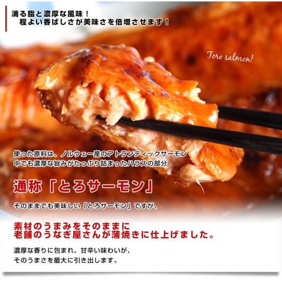 北海道加工 とろサーモンの蒲焼き 1キロ以上（220g前後×5本セット）鮭 サーモンハラス 蒲焼 05