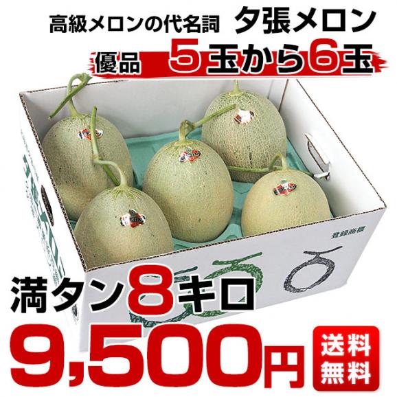 北海道産 JA夕張市 夕張メロン 優品 約8キロ （5玉から6玉入） 送料無料 めろん 市場スポット  ※クール便03