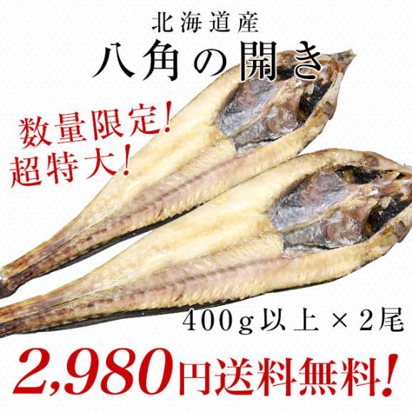 北海道から直送　北海道産高級魚「八角（はっかく）」の開き 超特大400g×2尾　送料無料 はちかく03