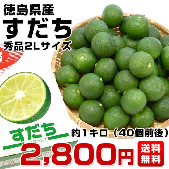 徳島県産 JA全農とくしま すだち 秀品 2Lサイズ 約1キロ 40個前後 送料無料 スダチ　香酸柑橘 薬味 市場発送03