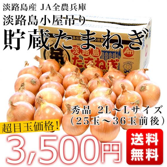 淡路島産　JA全農兵庫　淡路島小屋吊り貯蔵たまねぎ　秀品　2L～Lサイズ　10キロ（25玉から36玉前後）　送料無料　玉ねぎ　タマネギ　玉葱　あわじしま　大田市場発送品03