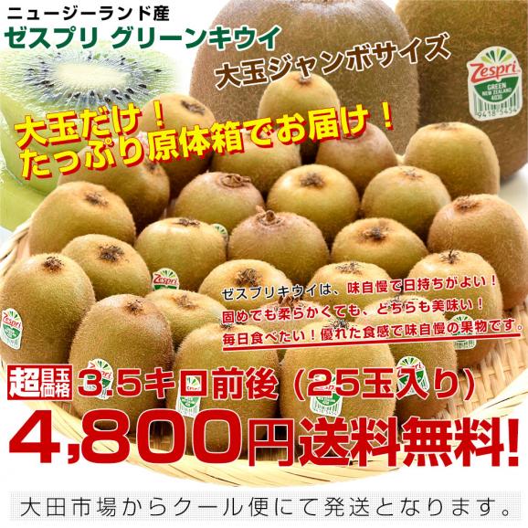 ニュージーランド産 ゼスプリ・グリーンキウイ 大玉 3.5キロ前後（25玉） 送料無料 クール便 キウイフルーツ ヘイワード 完熟キウイ03