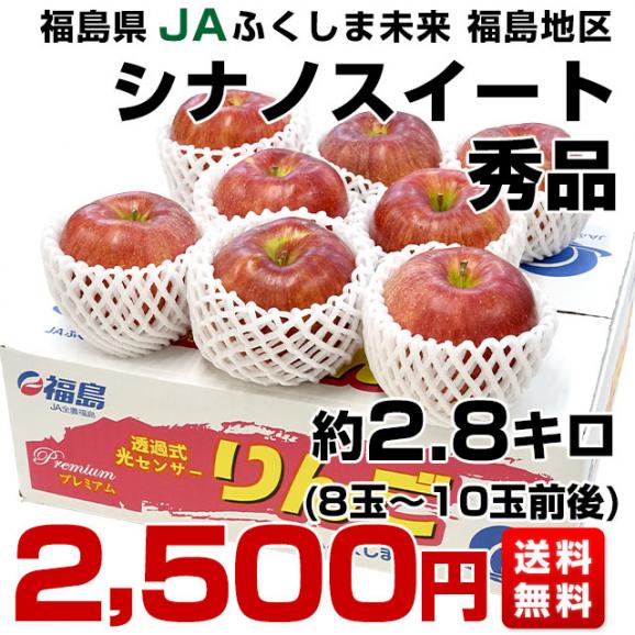 福島県より産地直送 JAふくしま未来「シナノスイート」秀品 約2.8キロ(8玉から10玉) 送料無料 林檎 リンゴ りんご03