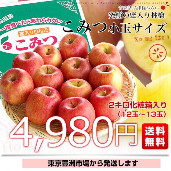 青森県産　JA津軽みらい 蜜入りりんご「こみつ」 小玉 2キロ (12玉から13玉) 送料無料 林檎 りんご 市場発送03