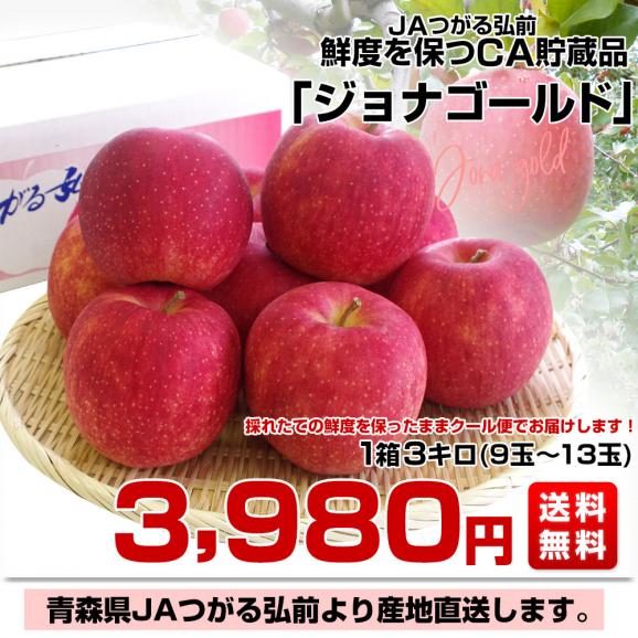 青森県より産地直送 JAつがる弘前 ジョナゴールド CA貯蔵品 約3キロ（9玉から13玉）送料無料 りんご じょなごーるど03