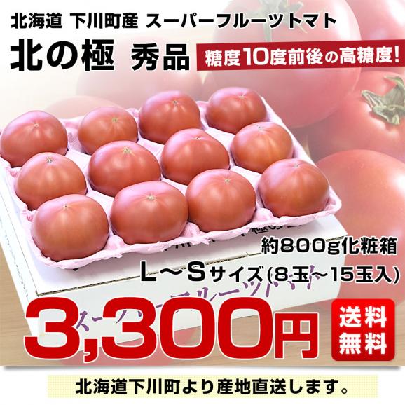 北海道より産地直送 下川町のスーパーフルーツトマト ＜北の極＞ 秀品 約800g　LからSサイズ（8玉から15玉）送料無料 とまと03