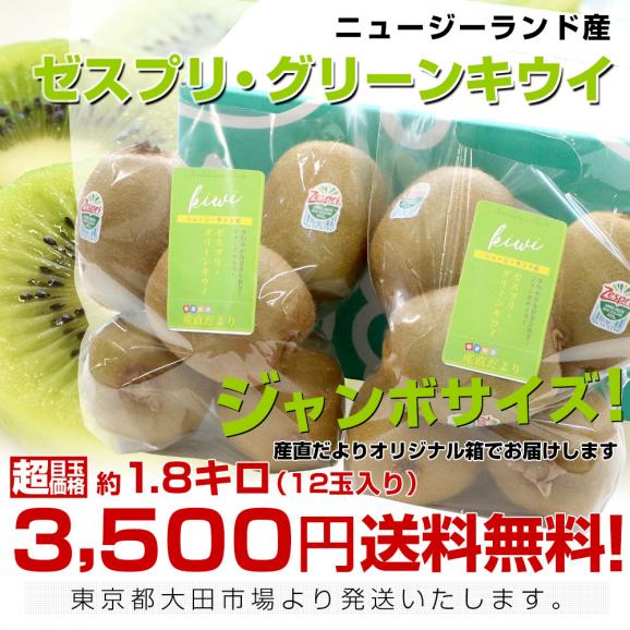 ニュージーランド産 ゼスプリ・グリーンキウイ 「ジャンボサイズ」 約1.8キロ（合計12玉入り） 送料無料 キウイフルーツ03