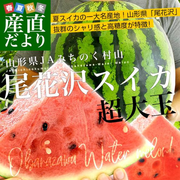 山形県産 JAみちのく村山 尾花沢すいか ＜A品＞ 大玉5Lサイズ以上 1玉 9キロ以上 西瓜 スイカ すいか02