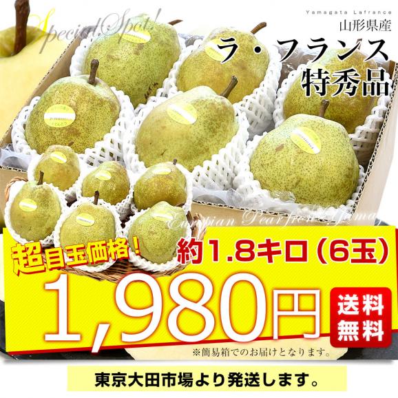 山形県産 ラ・フランス 約1.8キロ (6玉) 特秀品 送料無料 洋なし 洋梨 ラフランス 市場発送03