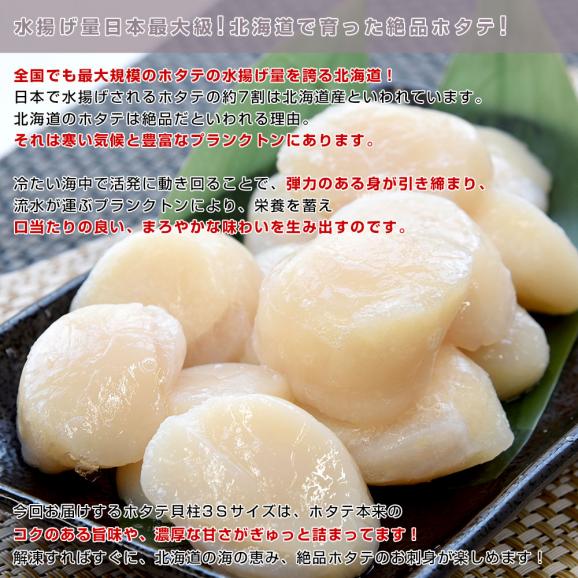 北海道より直送 北海道産 ホタテ貝柱(生食用) 1箱 300g 3Sサイズ(12玉から15玉前後入り) 送料無料 玉冷 刺身 帆立 ほたて シーフード クール冷凍便05