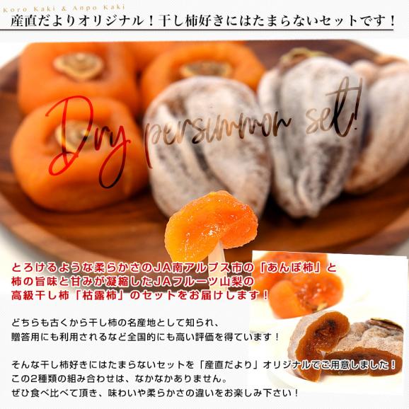 山梨県 JA南アルプス市 あんぽ柿＆JAフルーツ山梨 枯露柿 計860g （あんぽ柿140ｇ×4、枯露柿150ｇ×2）送料無料 あんぽ ころがき 干し柿04