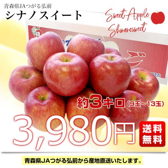 青森県より産地直送 JAつがる弘前 シナノスイート 約3キロ (9玉から13玉) 送料無料 りんご リンゴ 林檎03