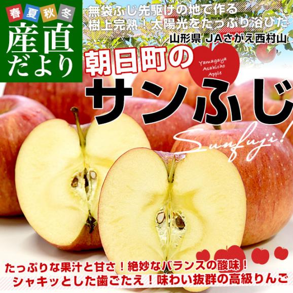 山形県産 JAさがえ西村山 朝日町のサンふじ 約3キロ (10玉から14玉) 送料無料 りんご リンゴ 林檎 市場発送02