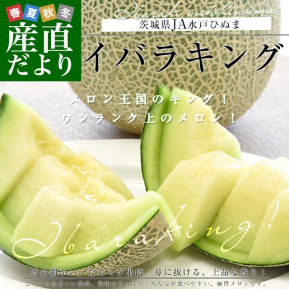 茨城県より産地直送 JA水戸ひぬま イバラキング 優品以上 5キロ箱(3玉から4玉) 3Lから4Lサイズ 送料無料 メロン めろん 青肉メロン 青肉02