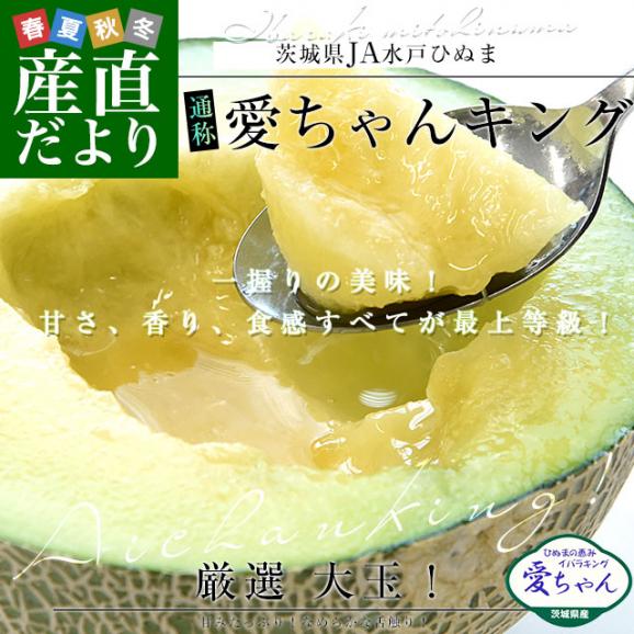 茨城県より産地直送 JA水戸ひぬま 最上等級品 愛ちゃんイバラキングメロン 4Ｌから3Ｌサイズ 5キロ箱 (3玉から4玉) 送料無料 メロン めろん02