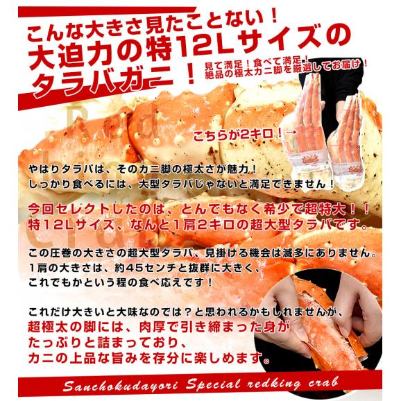 北海道より直送 北海道加工 超大型タラバガニ 超極太カニ脚 特 北海道より直送 北海道加工 超大型タラバガニ 超極太カニ脚 特